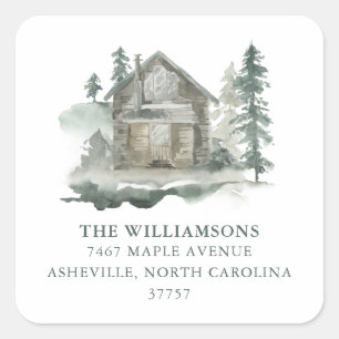 We've Moved Cabin Pine Trees Rustic Return Address Square Sticker