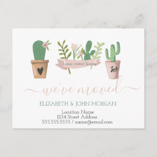 We've moved,Cactus Announcement Postcard
