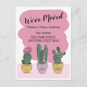 We've Moved Cactus Postcard