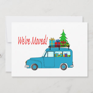 We've Moved Car and tree Christmas Card