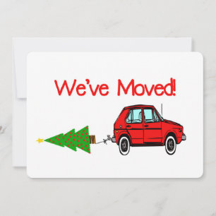 We've Moved Car and tree Christmas Card