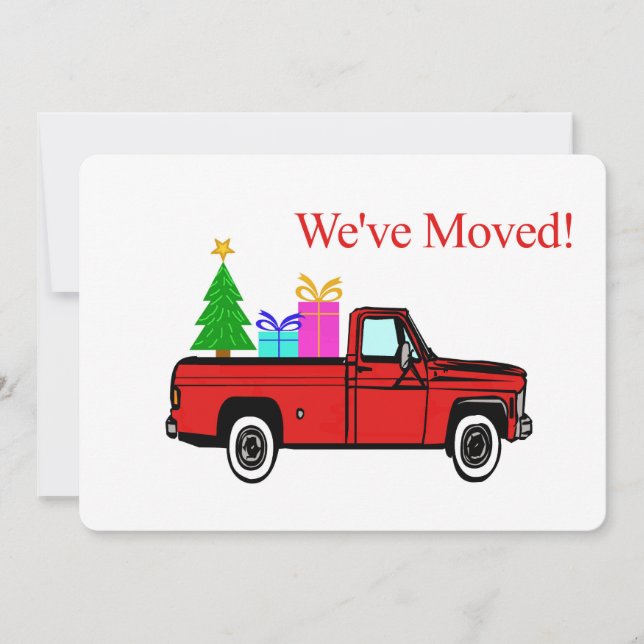 We've Moved Car and tree Christmas Card (Front)