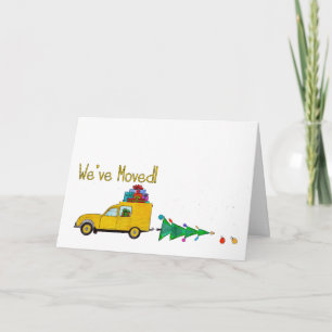 We've Moved Car and tree Christmas Card