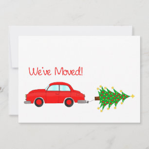 We've Moved Car and tree Christmas Card