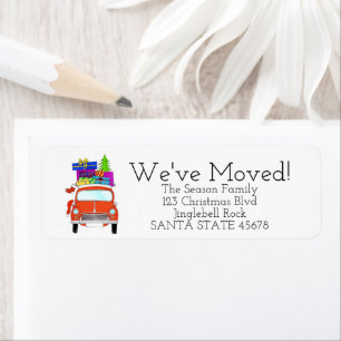 We've Moved Car Christmas label