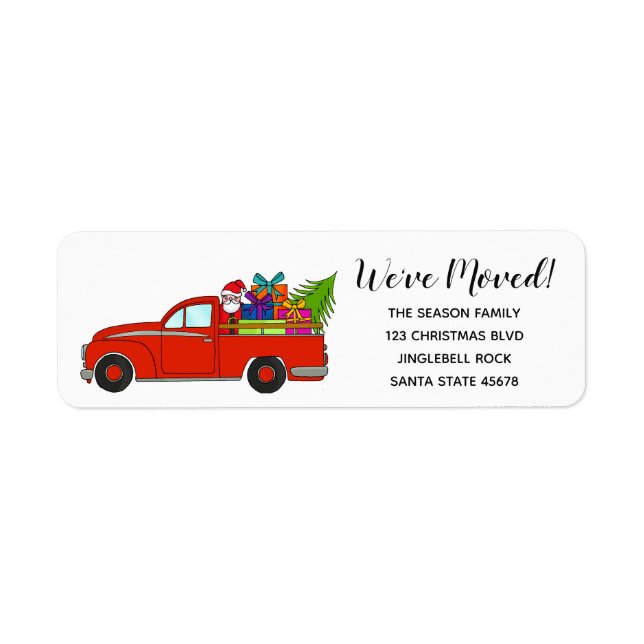 We've Moved Car  Christmas label (Front)