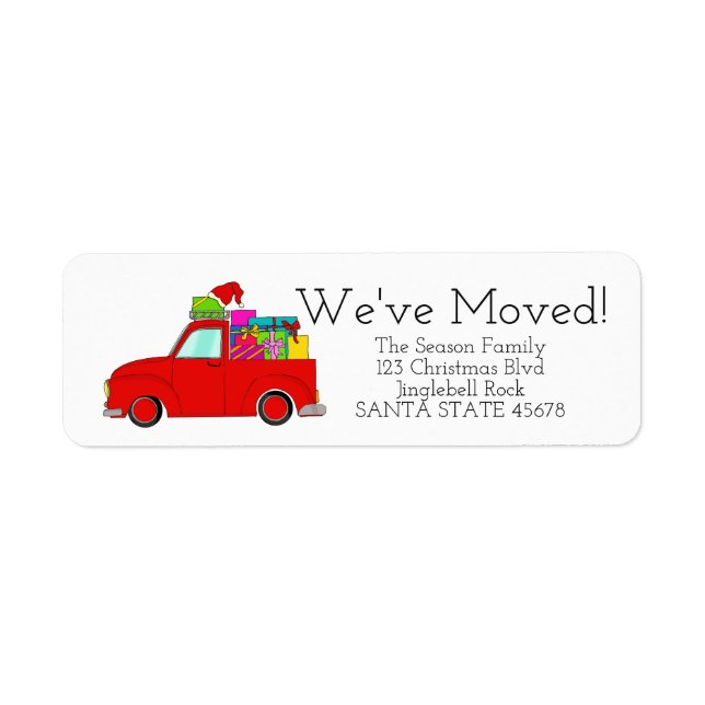 We've Moved Car  Christmas label (Front)