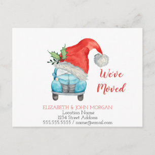 We've Moved,Car Santa Hat Announcement Postcard