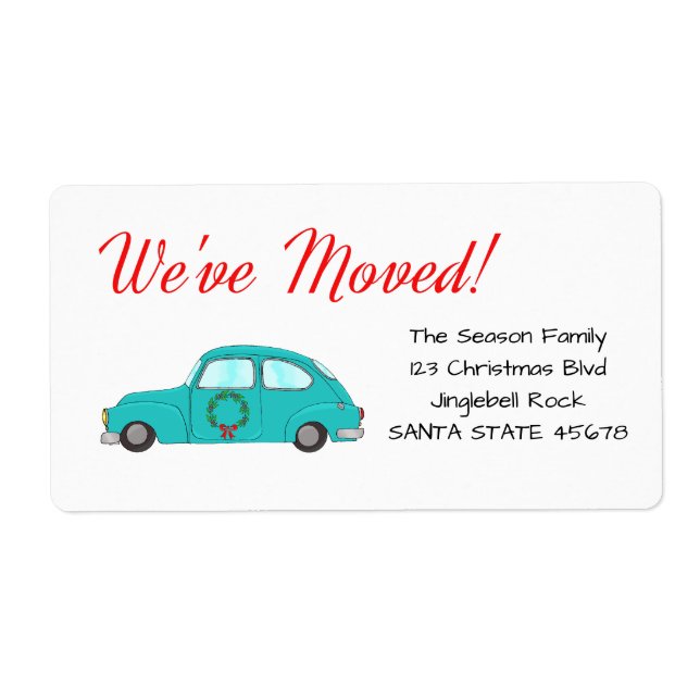 We've Moved car with wreath Christmas (Devant)