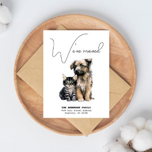 We've Moved Cat Dog Pets New Address Announcement Postcard