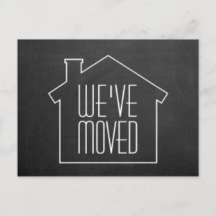 We've Moved Chalkboard Black and White New Address Announcement Postcard