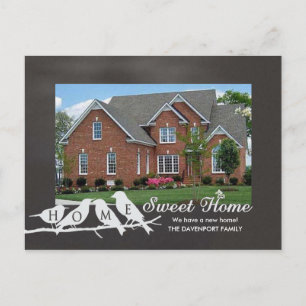 We've Moved - Chalkboard Home Sweet Home Birds Announcement Postcard