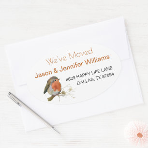 We've Moved Change of Address New Home Robin Oval Sticker