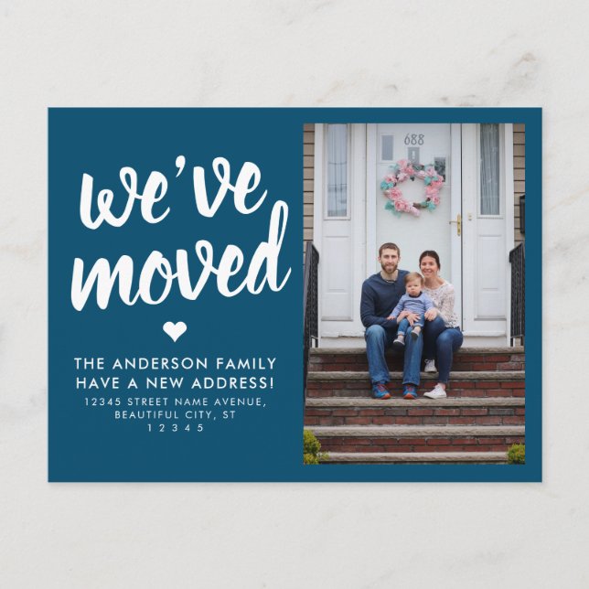 We've Moved Change of Address Photo Moving Navy Announcement Postcard (Front)