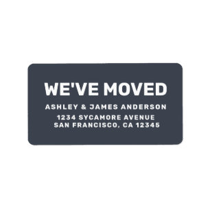 We've Moved Charcoal Dark Blue New Address Label