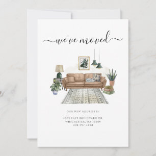 We've Moved Chic Living Room Moving Announcement