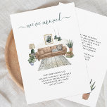 We've Moved Chic Living Room Moving Announcement<br><div class="desc">Simply add your details to this boho chic moving announcement card by clicking the "Personalize" button above. Perfect for announcing your latest change of address for friends and family to have a reminder of where you are now. This moving announcement card is modern and features quirky, boho plants, a couch,...</div>