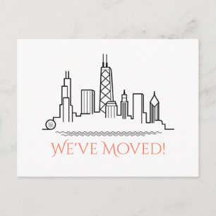 We've Moved Chicago City Skyline Announcement Postcard