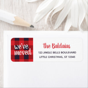 We've Moved Christmas Address Red Buffalo Plaid