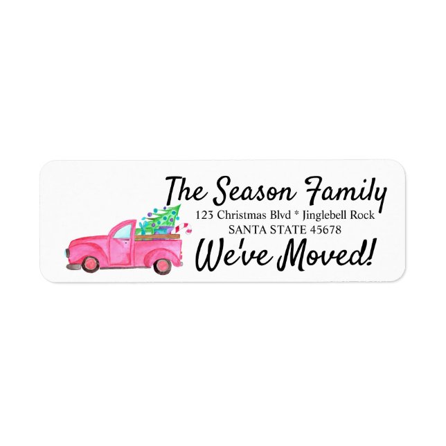 We've Moved  Christmas Car label (Front)
