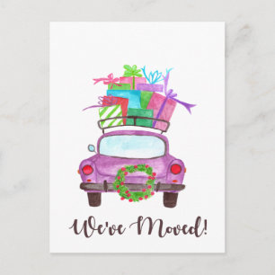 We've Moved Christmas Car Postcard