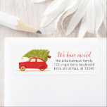 We've Moved Christmas Car Tree Change Address Cute<br><div class="desc">We have moved Christmas return address labels featuring cute illustration of red car with Christmas tree,  on white background. Easily customize change of address labels with your own text.</div>