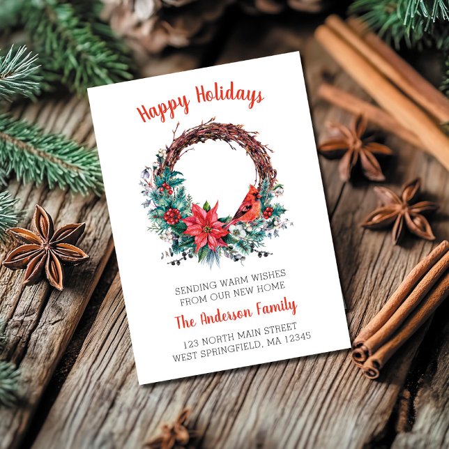 We've Moved Christmas Card Cardinal Wreath (Creator Uploaded)