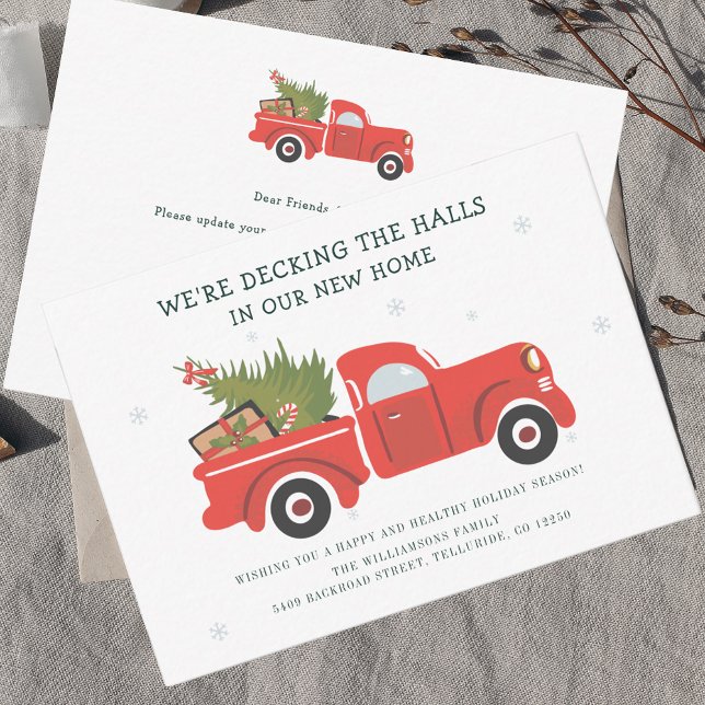We've Moved Christmas Holiday Moving Announcement (Christmas Moving Announcement Decking New Halls Change of Address)