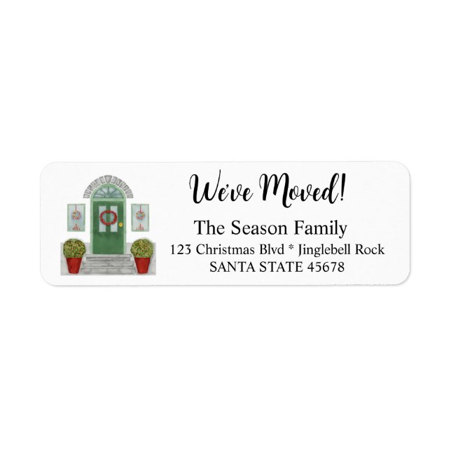 We've Moved! Christmas home Label (Front)