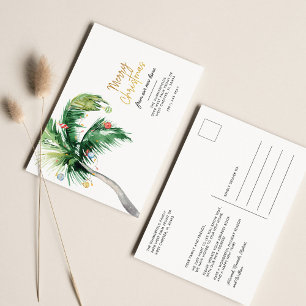 We've Moved Christmas Palm Tree Moving Coastal Announcement Postcard