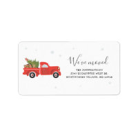 We've Moved Christmas Red Truck Shipping Address