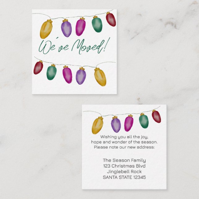 We've Moved  Christmas Tree Lights Enclosure Card (Front/Back)