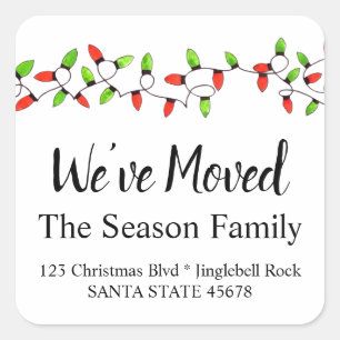 We've Moved Christmas Tree Lights Envelope seal