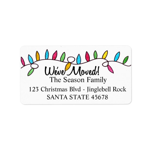 We've Moved  Christmas Tree Lights Label (Front)