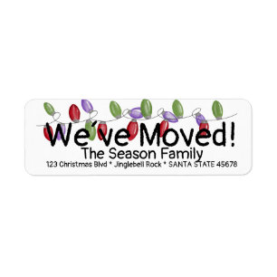 We've Moved Christmas Tree Lights Label
