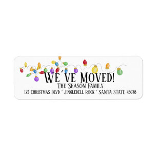 We've Moved Christmas Tree Lights Label