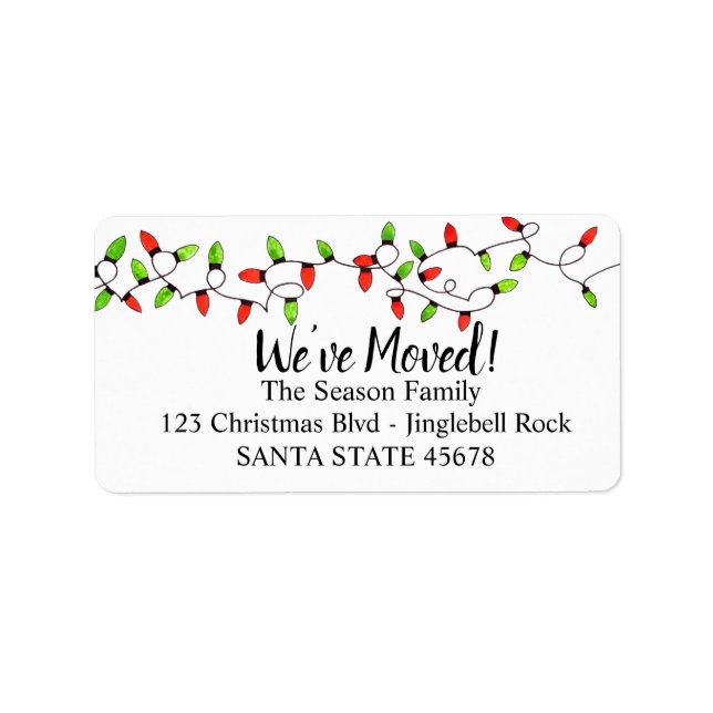 We've Moved  Christmas Tree Lights Label (Front)