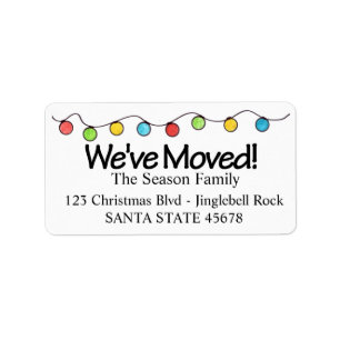 We've Moved Christmas Tree Lights Label