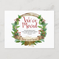 We've Moved Christmas Wreath Acorn Holiday Moving
