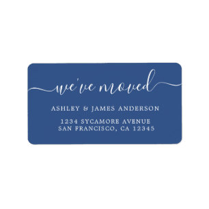 We've Moved Classic Blue New Address label