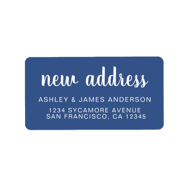 We've Moved Classic Blue New Address label (Front)