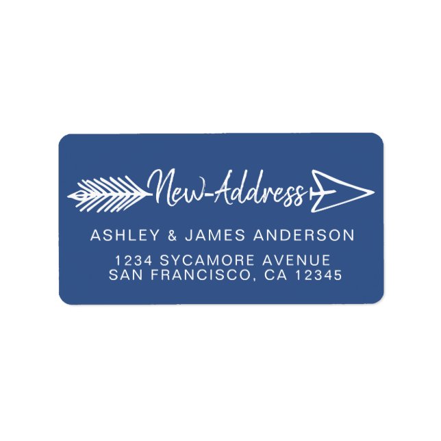 We've Moved Classic Blue New Address label (Front)