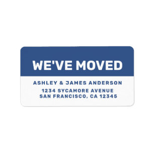 We've Moved Classic Blue White New Address Label