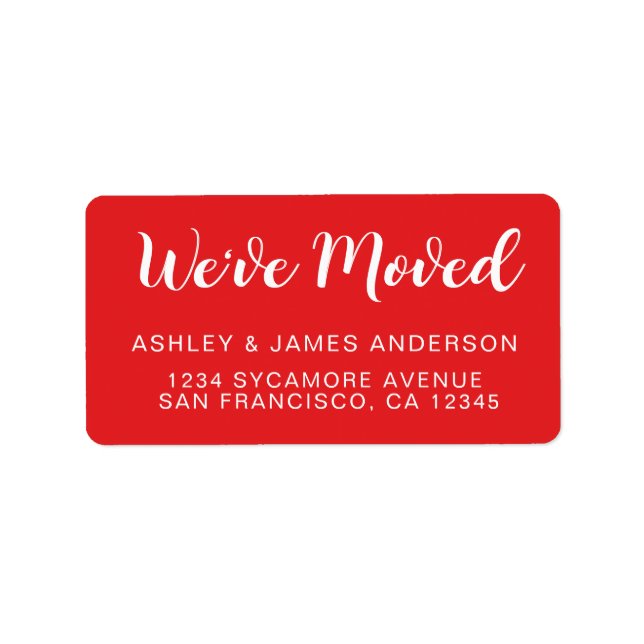 We've Moved Classic Bright Red New Address Label (Front)
