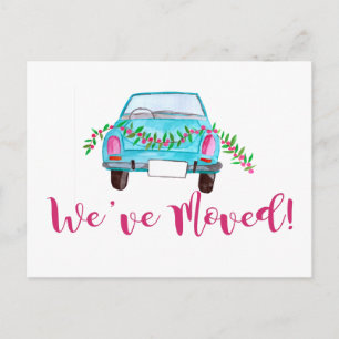 We've Moved Classic Christmas Car Postcard