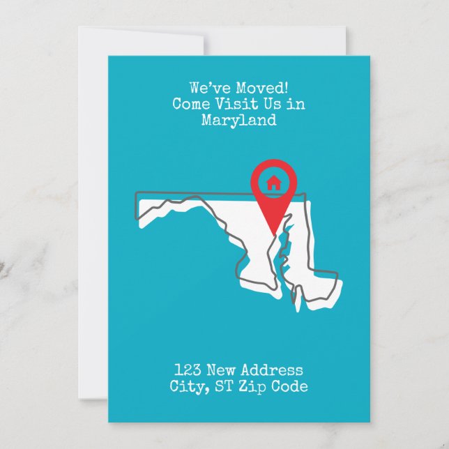 We've Moved! Come Visit Us in Maryland Announcement (Front)