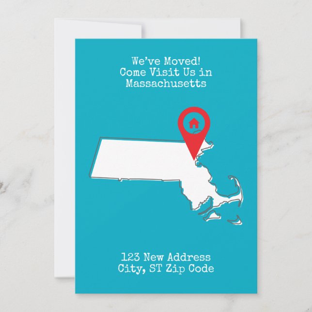 We've Moved! Come Visit Us in Massachusetts Announcement (Front)