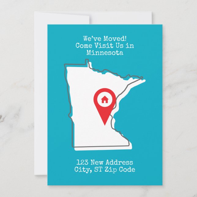 We've Moved! Come Visit Us in Minnesota Announcement (Front)