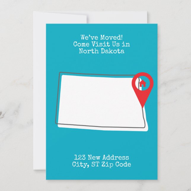 We've Moved! Come Visit Us in North Dakota Announcement (Front)