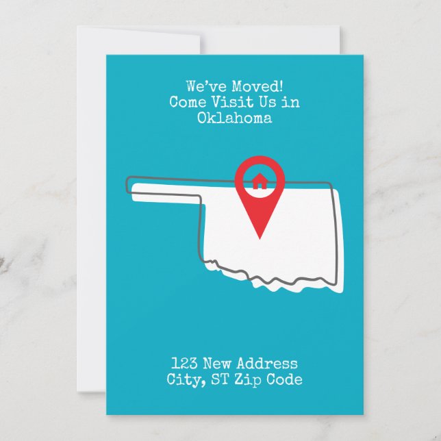 We've Moved! Come Visit Us in Oklahoma Announcement (Front)